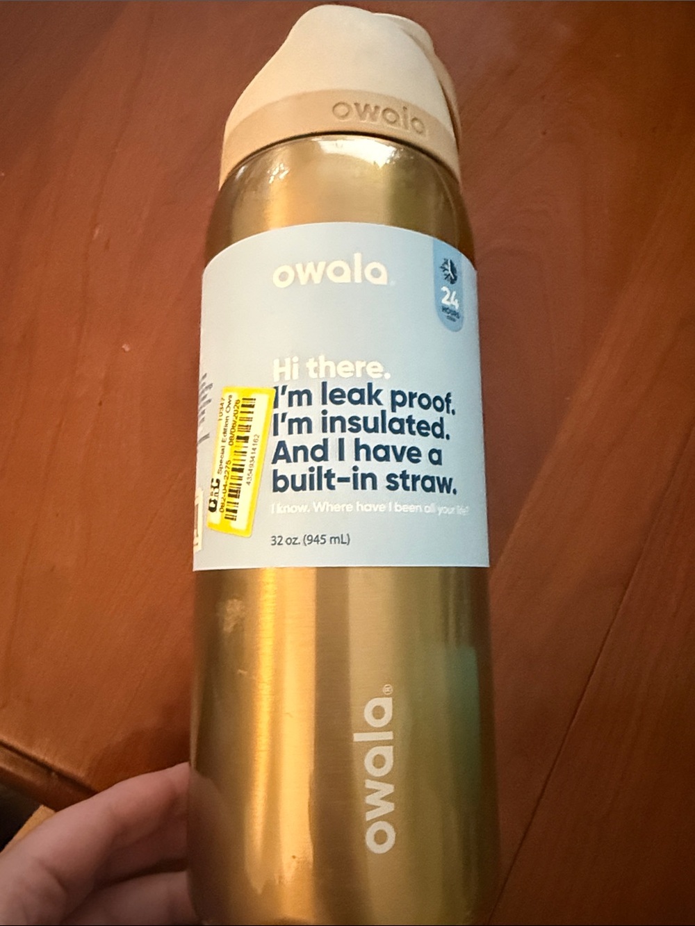 Owala Stainless Steel Water Bottle in Metallic Gold
